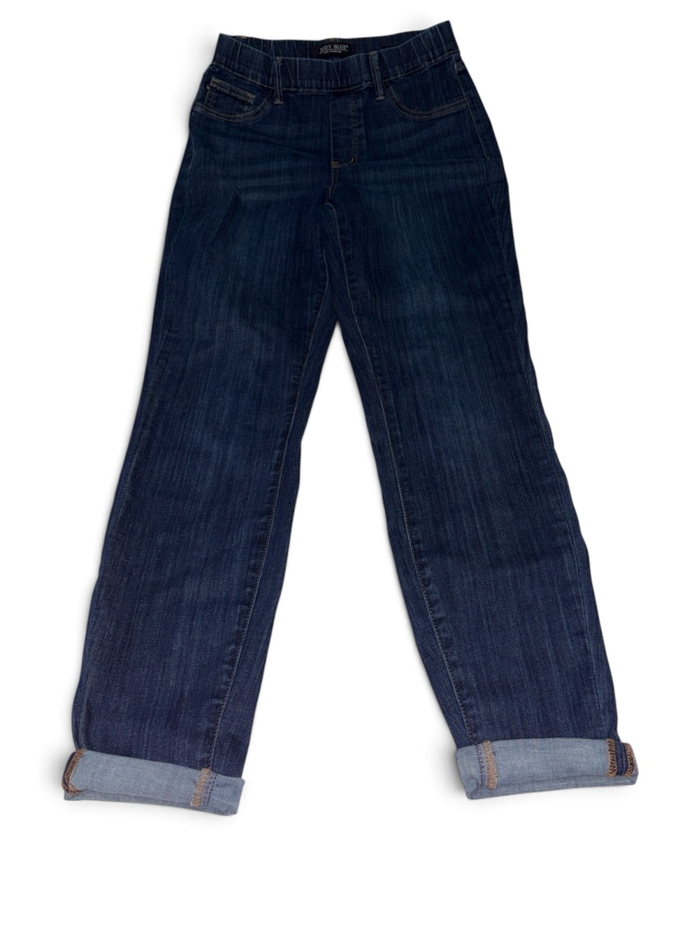 Judy Blue Dark Wash Juniors Size 5 / 27 Slim Fit Elastic Waist Cuffed Jeans
